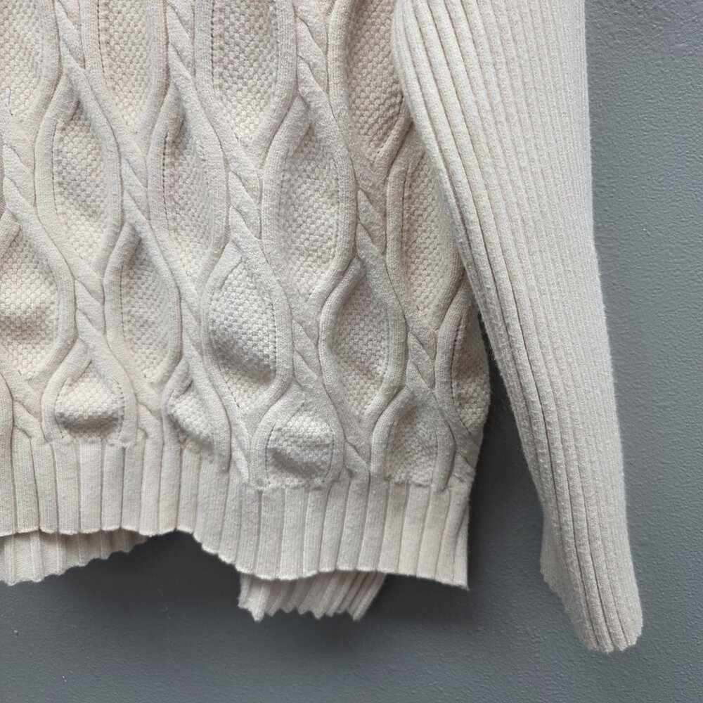 Fate Sweater Womens 2XL White Hooded Cable Knit V Neck Plus Size Pullover Cozy - Picture 3 of 10